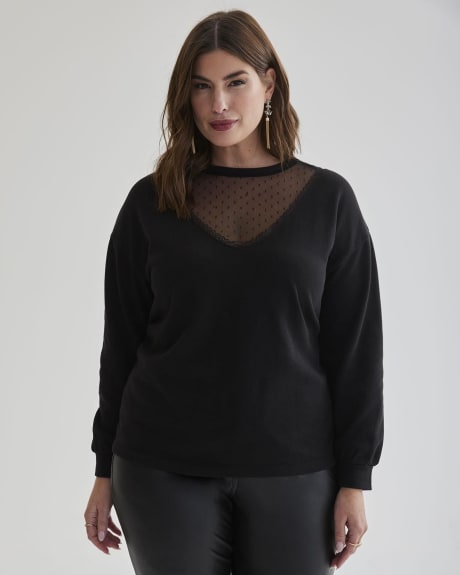 Knit Top with Mesh and Lace Detail - Addition Elle