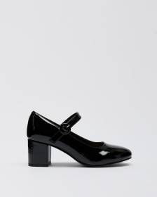 Chaussures Mary Jane noires à talons blocs, pied très large