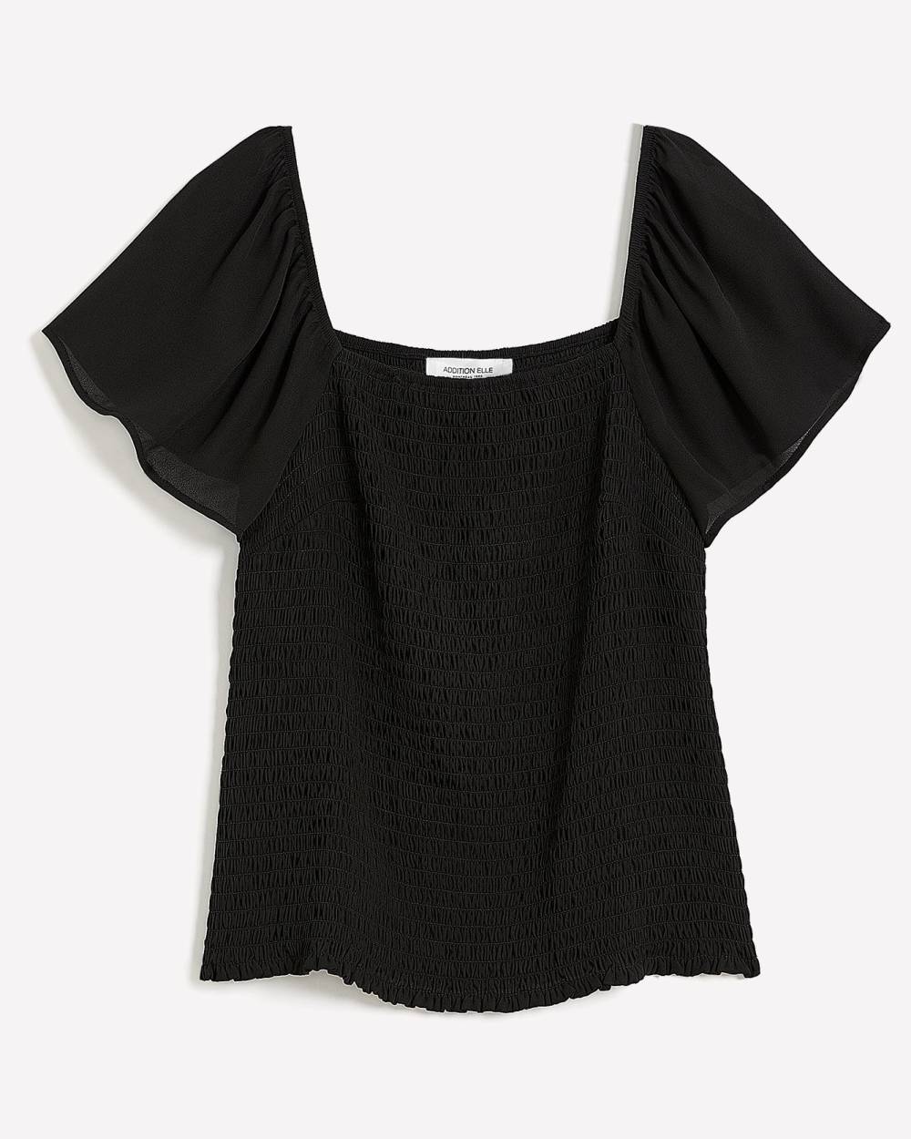 Smocked Blouse with Flutter Sleeves Addition Elle Penningtons