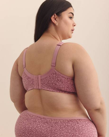Wireless Unlined Rose Cotton Bra with Lace Trim - ti Voglio