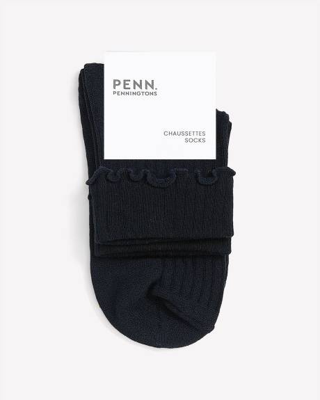 Chaussettes côtelées à rebord ondulé