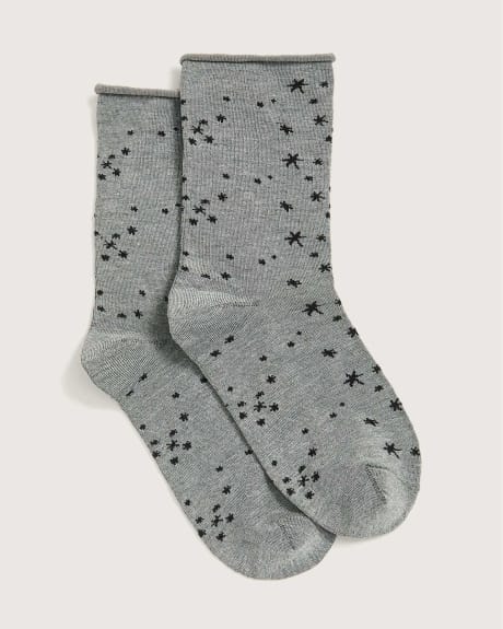 Star Motif Rolled Edge Socks - In Every Story