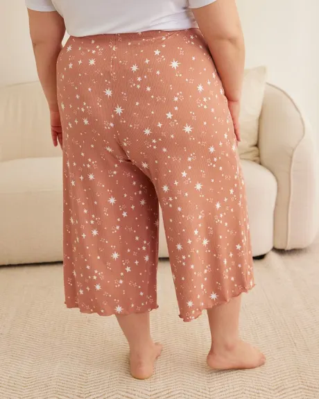Pantalon pyjama capri côtelé à imprimé d'étoiles - ti Voglio