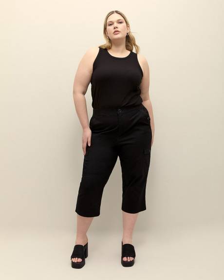 Cotton Capri with Ribbed Waistband