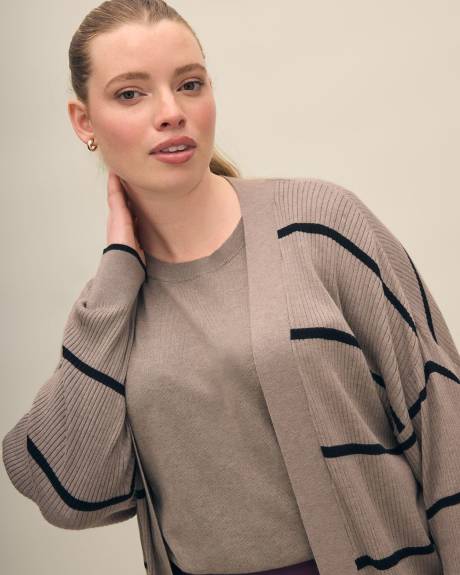 Cardigan côtelé à devant ouvert