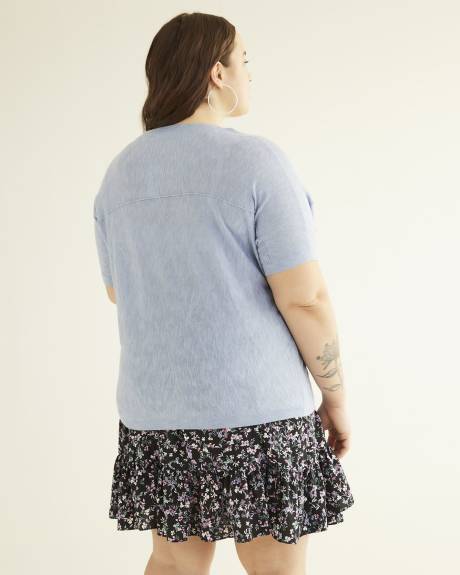 Short Cardigan Cocoon-Shape with 3/4-Sleeve
