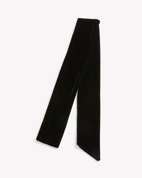 Skinny Black Velour Scarf