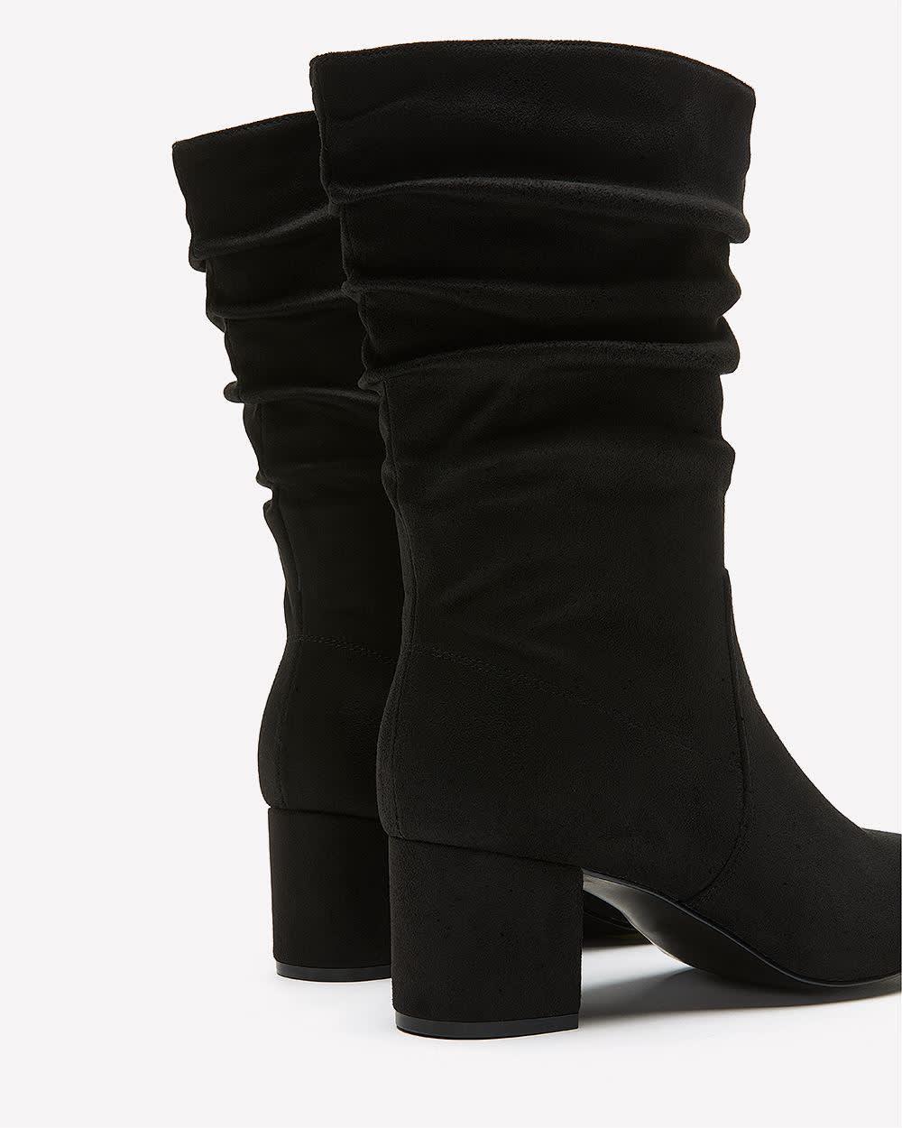 Botte mi mollet en imitation de suede avec talon bloc pied tres large Penningtons