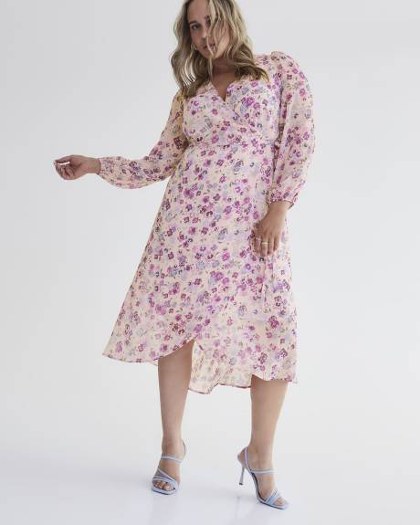 Floral Georgette Midi Wrap Dress - Addition Elle