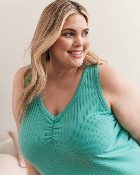 Rib Knit V-Neck Pyjama Tank Top - ti VOGLIO
