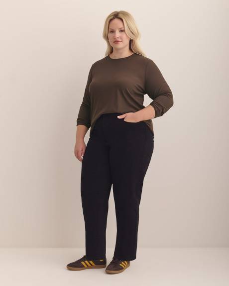 Boyfriend-Fit Long-Sleeve Ribbed Knit Tee