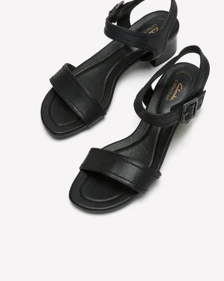 Wide-Width, Mid-Block Heeled Leather Sandal - Clarks