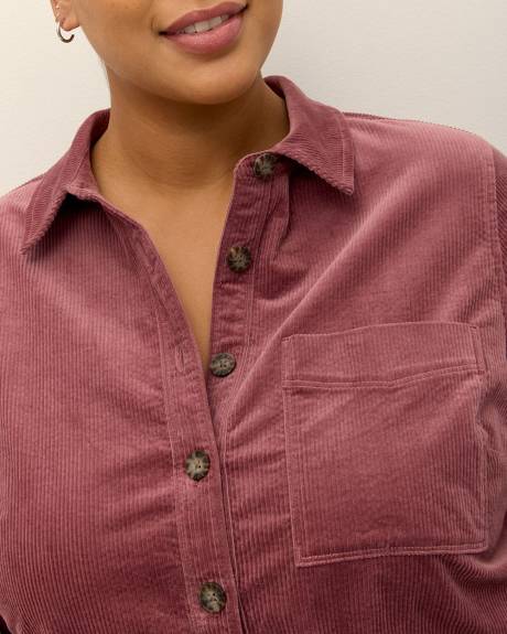 Corduroy Buttoned Down Shirt with Patch Pocket