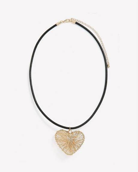 Collier en corrde ras-le-cou avec pendentif en coeur doré - Addition Elle