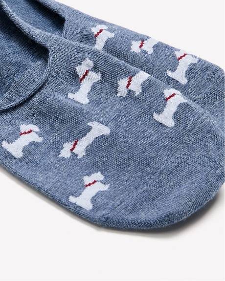 Blue Sneaker Socks with Dog Print