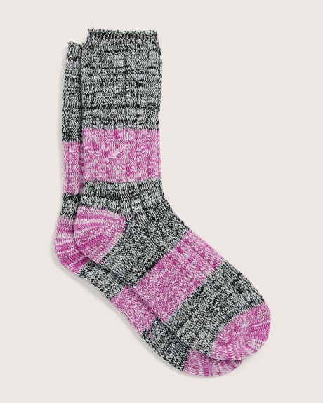 Novelty Purple and Grey Colourblock Socks