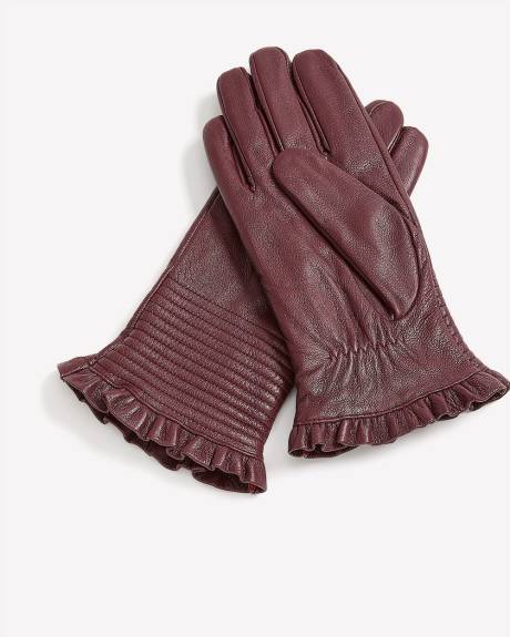 Gants en cuir avec ourlet à mini volants