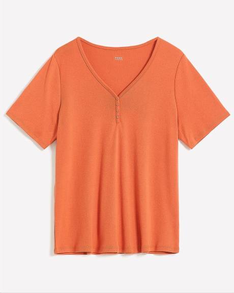 Girlfriend-Fit Short-Sleeve Ribbed Tee - PENN. Essentials