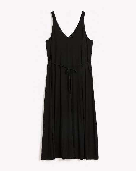 Responsible, Sleeveless Flared Maxi Dress with Belt
