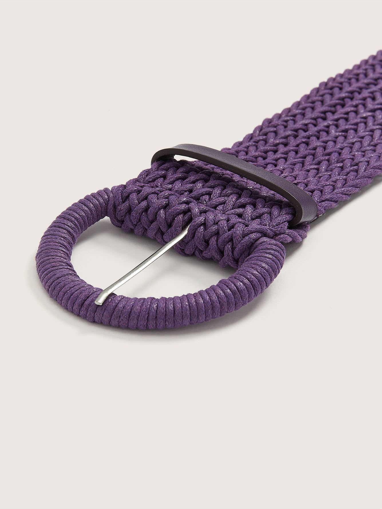 Braided Straw Belt with Self-Sovered Buckle