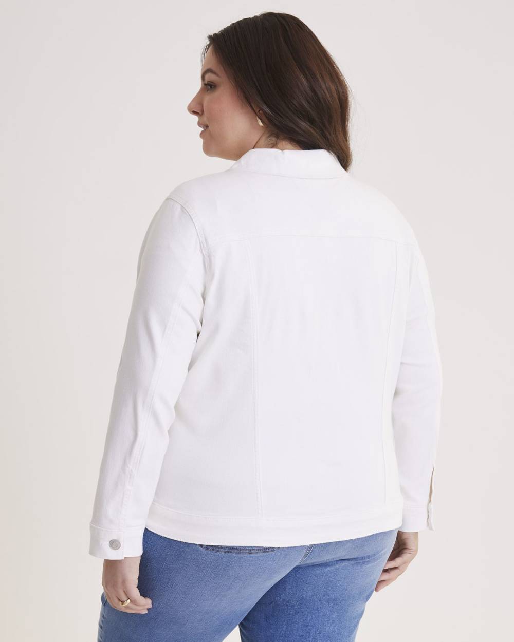 Plus white sales denim jacket
