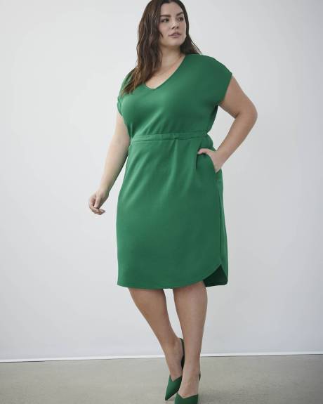 V-Neck Dress with Short Dolman Sleeves