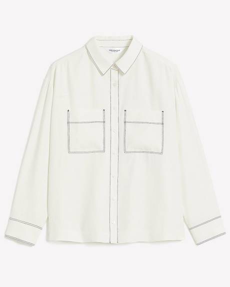 Buttoned Down Shirt with Contrast Stitches - Addition Elle