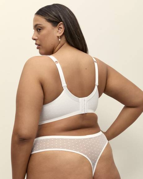 Culotte tanga blanche avec broderie anglaise - Déesse Collection