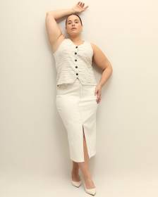 Responsible, Curvy White Denim Maxi Skirt - d/C Jeans