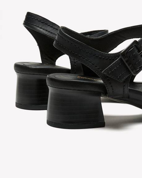 Sandale en cuir à talon bloc moyen, pied large - Clarks