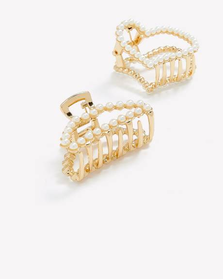 Golden Pearl Hair Clips, Set of 2