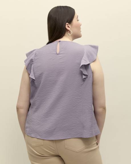 Pintuck Blouse with Short Flutter Sleeves