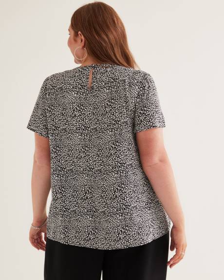 Lightweight Short-Flutter-Sleeve Blouse