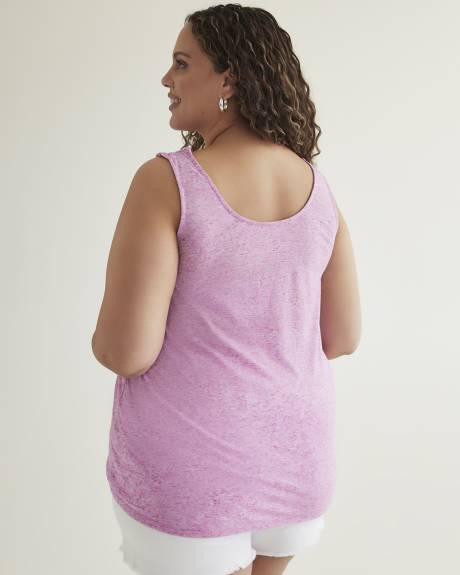 Linen Blend U-Neck Cami with Elastic Strap