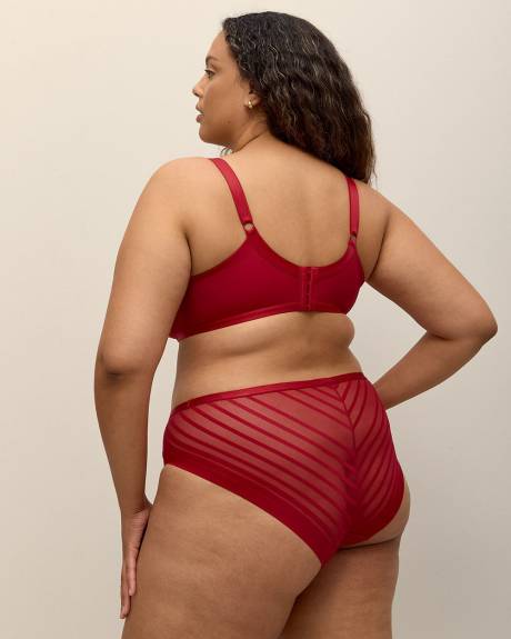 Red Microfibre Plunge Bra with Strapping Neckline - Déesse Collection