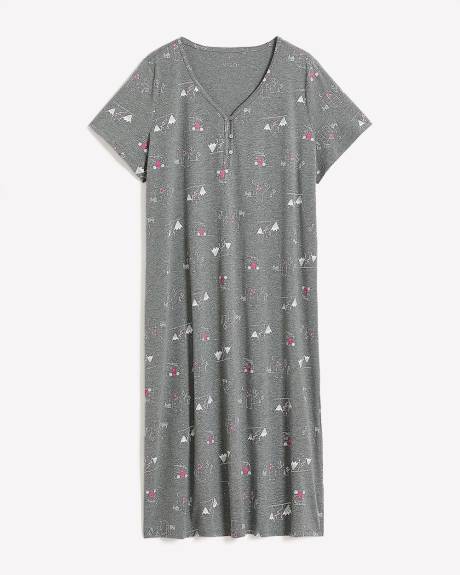 Chemise de nuit longue chinée à manches courtes - ti Voglio
