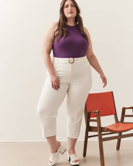 Sleeveless Rib Knit Halter Tank Top