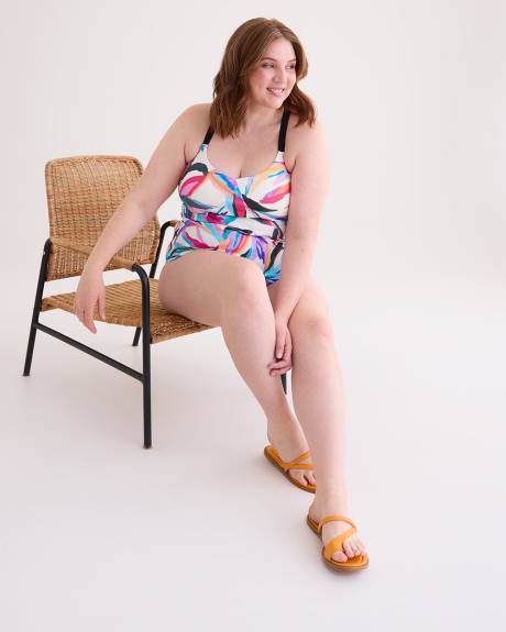 Printed Tankini Top with Ring Detail at Back