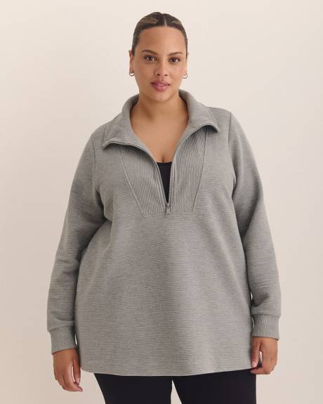 Heather Half-Zip Ottoman Tunic Sweatshirt - Active Zone Heather Half-Zip Ottoman Tunic Sweatshirt - Active Zone