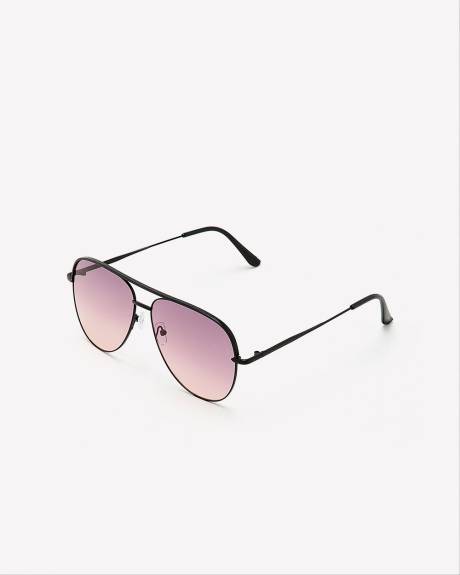 Black Aviator Frame Sunglasses
