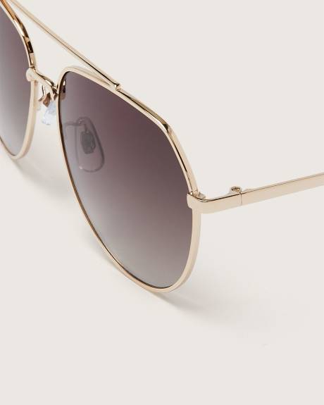 Lunettes de soleil dorées style aviateur
