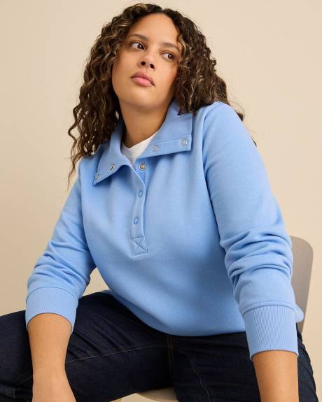 Mock-Neck Fleece Knit Top