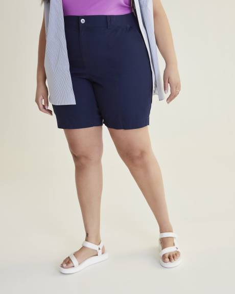 Cotton Cargo Bermuda with Rib Waistband