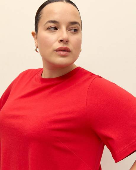 Responsible, Crewneck Swing Dress with Short Flutter Sleeves