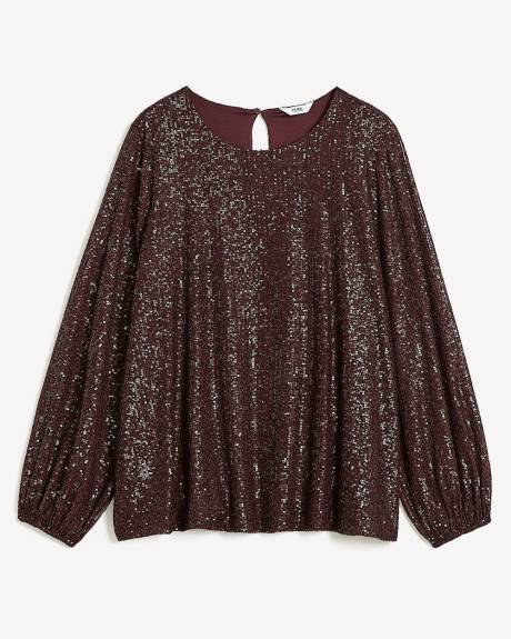 Sequins Swing Top with Bubble Sleeves