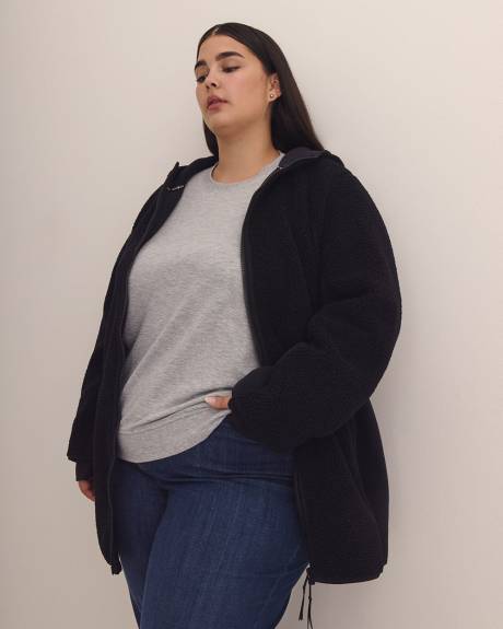 Manteau long en sherpa avec capuche - Active Zone
