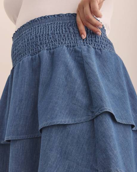 Pull-On Denim Short Ruffle Skirt - d/C JEANS