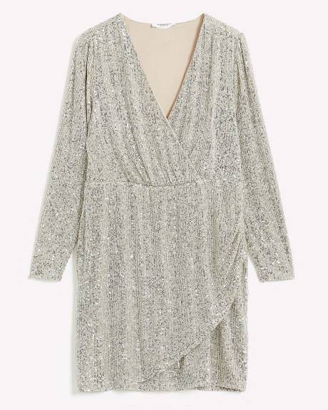 Sequins Knit Wrap Dress - Addition Elle