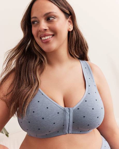 Dotted Front Closure Wireless Cotton Bra - ti Voglio