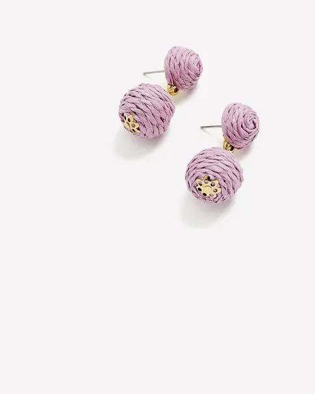 Lilac Straw Ball Earrings - Addition Elle